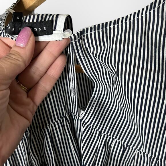 English Factory Women's Blue & White Striped Cotton Embroidered Blouse Size S - Picture 11 of 13